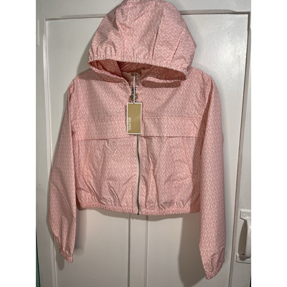 NWT Michael Kors Monochromatic Pink Logo Windbreaker, Kids Size 12